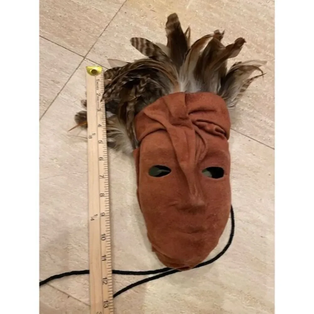 UNIQUE HANDMADE VINTAGE Suede LEATHER/FEATHER MASK‎